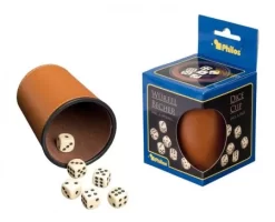 Philos Dobbelbeker Kunstleer (incl. 6 Dobbelstenen)