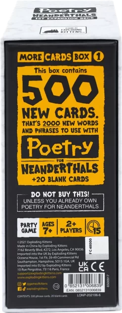 EXPLODING KITTENS Poetry For Neanderthals 1st Expansion -999 Games Winkel rfdtgcjiuqol55gfpqsb4tvlqknof34e